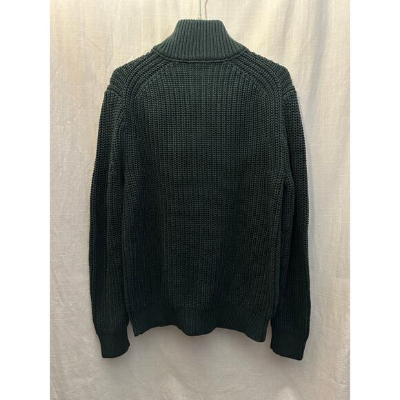 Alex Mill Wright Cardigan Chunky Cotton Dark Spruce Green Full Dbl Zip Small NWT - Picture 6 of 9